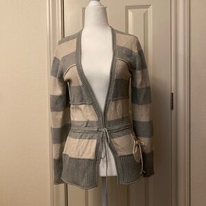 Oui Moments Elegant Gray and Cream Women's Cardigan size 6